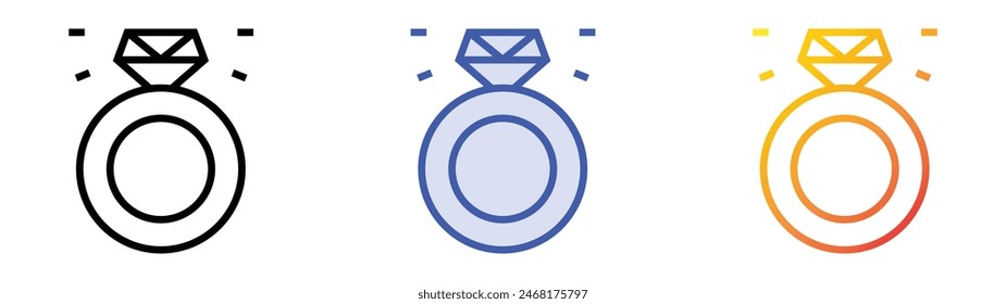 engagement ring icon. Linear, Blue Fill and Gradient Style Design Isolated On White Background