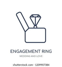 Engagement ring icon. Engagement ring linear symbol design from Wedding and love collection. Simple outline element vector illustration on white background.