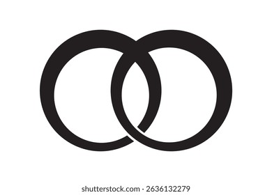 Engagement ring icon. Marriage Wedding rings icon. Bride and groom jewellery sign. Simple Interlocking or wedding ring icon.