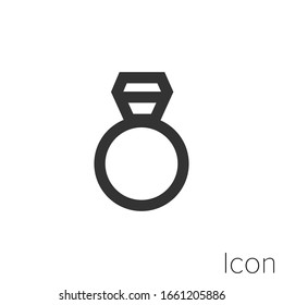 contorno del icono del anillo de compromiso en el vector.