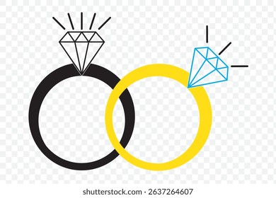 Engagement ring icon set. Engagement rings. Ring with gemstone. Ring Diamond Engagement. Ring with diamond. Diamond engagement rings.