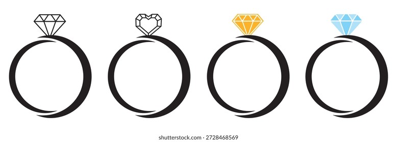 Symbolsatz für Verlobungsring. Einsatzringe. Ring mit Edelstein. Ring Diamond Engagement. Ring mit Diamant. Diamant-Verlobungsringe. 