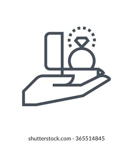 Engagement ring icon suitable for info graphics, websites and print media. Vector, flat icon, clip art.