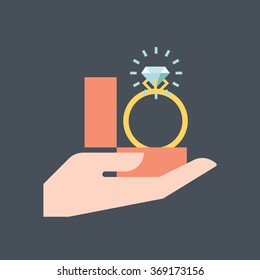 Engagement ring icon suitable for info graphics, websites and print media. Color, vector, flat icon, clip art.