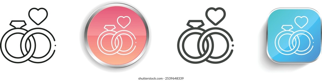 engagement ring icon. Thin Linear, Regular and Button Style Design Isolated On White Background