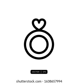 Engagement Ring Icon Vector - Sign or Symbol for Valentine