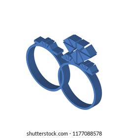 Engagement ring isometric left top view 3D icon
