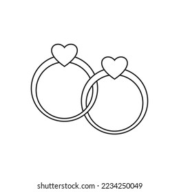 engagement ring line art icon. icon of ring with diamond on white background. Line Icon of wedding ring. vector illustration