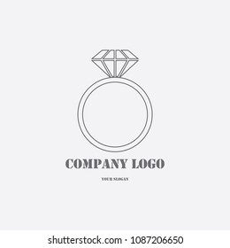 Engagement Ring line icon. Ring logo 