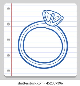 Engagement Ring Notebook School Doodle Vector Illustration Sketch.