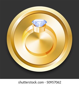 Engagement Ring on Golden Internet Button Original Illustration