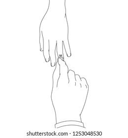 engagement. engagement ring. outline art