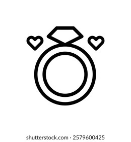 Engagement Ring Outline Icon. Engagement Ring Icon