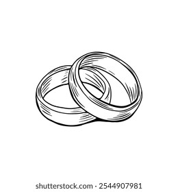 Engagement ring proposal in engraving style, sketch. Vector illustration.