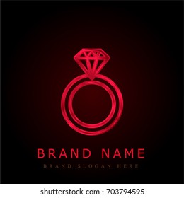 Engagement ring red chromium metallic logo