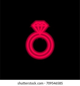 Engagement ring red glowing neon ui ux icon. Glowing sign logo vector