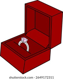 Engagement Ring in Red Jewelry Box