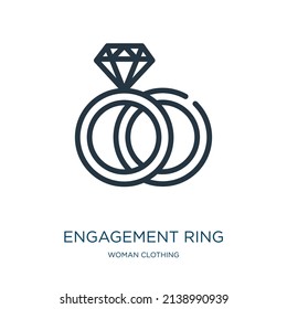 engagement ring thin line icon. engagement, romance linear icons from woman clothing concept isolated outline sign. Vector illustration symbol element for web design and apps.