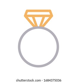 engagement ring vector color line icon 