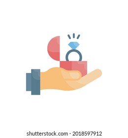 Engagement ring vector flat icon style illustration. EPS 10 File