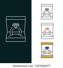 "Engagement Ring Vector Icon Design"