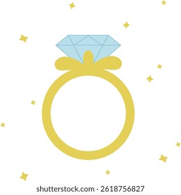 Anillo de compromiso Ilustración vectorial. anillo de oro con elemento de diamante
