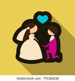 Engagement ring wedding bride offer hands and hearts the gift of love. Retro style pop art