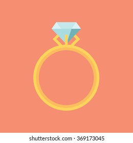 Engagement ring, weeding ring icon suitable for info graphics, websites and print media. Color, vector, flat icon, clip art.