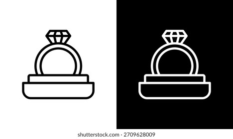 Diseño de conjunto de iconos de anillo de compromiso blanco
