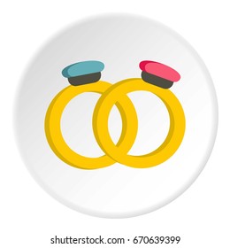Engagement rings icon in flat circle isolated vector illustration for web