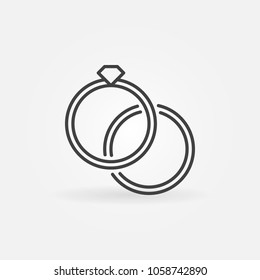 Engagement rings icon - vector wedding rings concept symbol or design element in thin line style