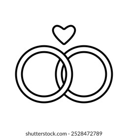 Engagement rings line icon editable stroke wedding concept vector