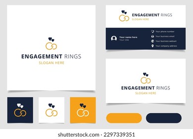 Logo-Design mit bearbeitbarem Slogan. Branding-Buch- und Visitenkartenvorlage.