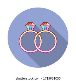 Compromiso, anillos, icono de sombra larga orgullo. Simple vector de color de iconos del Día Mundial del Orgullo para ui y ux, sitio web o aplicación móvil