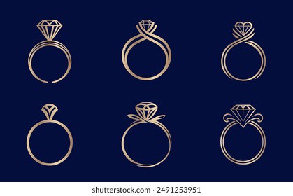 Anillos de compromiso, joyería brillante, logotipo