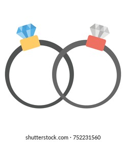 
engagement rings. A vector icon of diamond engagement or wedding rings 
