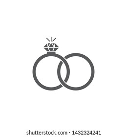 Engagement rings vector icon isolated on white background