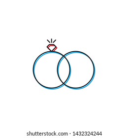 Engagement rings vector icon isolated on white background