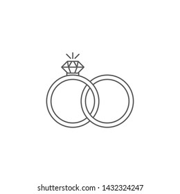 Engagement rings vector icon isolated on white background