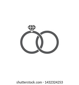 Engagement Rings Vector Icon Isolated On White Background