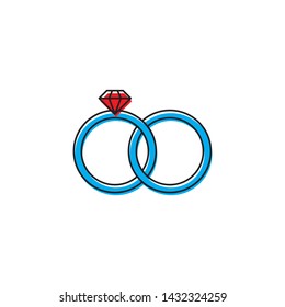 Engagement rings vector icon isolated on white background