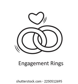 Engagement Rings vector outline hand draw Icon design illustration. Valentine Symbol on White background EPS 10 File
