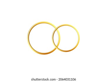 Engagement symbol. Wedding rings logo.  Gold wedding rings for engagement ceremony. The symbol of love, care. Vector illustration.