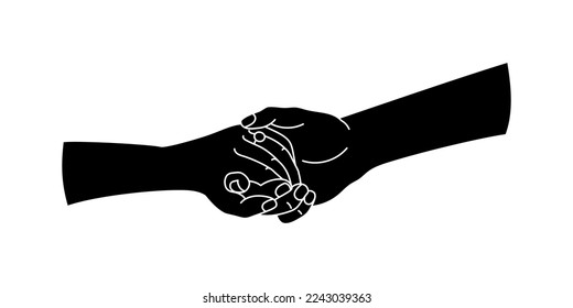 Engagement Two hands with a ring silhouette. Vector illustration