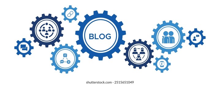 Engaging Blog Networking Banner with Social Media Sharing, Content Creation, and Online Communities Icons