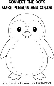 Engagieren verbinden Sie die Punkte Aktivität für Kinder: einen süßen Pinguin machen und ihn mit Farben zum Leben erwecken