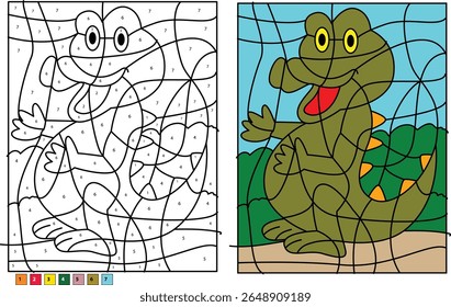 Engaging Crocodile Color by Number Illustration for Kids: A Fun Educational Activity to Develop Fine Motor Skills, Color Recognition, and Number Association in an Amusing Way