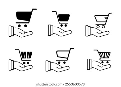 Engaging customer symbols for online shopping environments, Dynamic shopping cart graphics for discount campaigns, cart, shopping, icon, commerce, retail, purchase, basket, checkout, buy, store