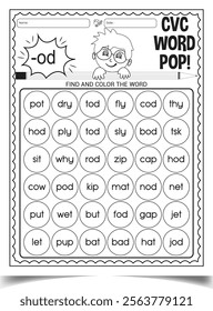 Engaging CVC Word Worksheet for Kids Teaching