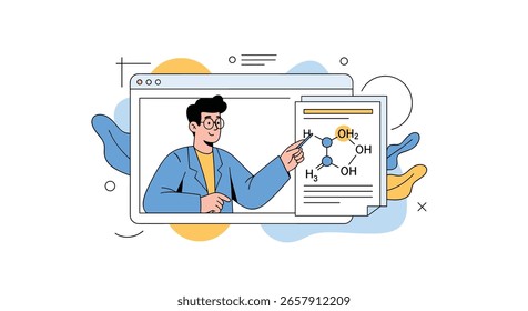 Lección de química digital que demuestra las estructuras moleculares para una Educación en línea eficaz